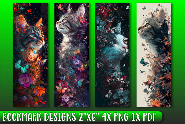 Adorable Watercolor Kitty Bookmarks Await Sublimation afrosvg 