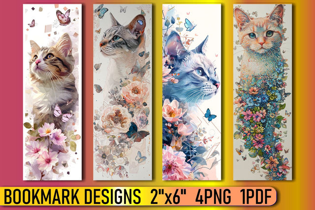 Adorable Watercolor Kitty Bookmarks Sublimation afrosvg 