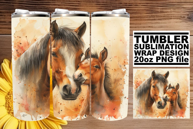 Adorable Watercolor Mom & Cub Tumbler: Mother's Embrace Sublimation afrosvg 