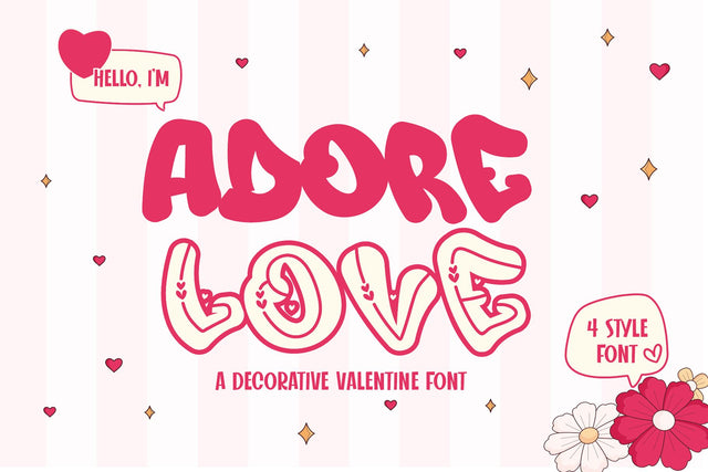 Adore Love - A Charming Outlined Decorative Valentine Font Font Mozzatype 