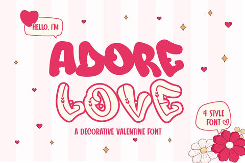 Adore Love - A Charming Outlined Decorative Valentine Font Font Mozzatype 