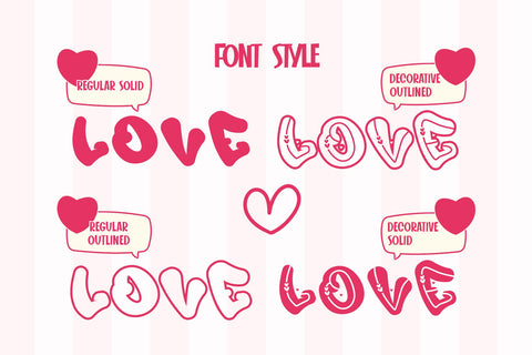 Adore Love - A Charming Outlined Decorative Valentine Font Font Mozzatype 