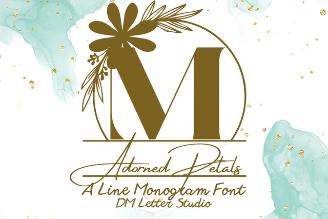 Adorned Petals Line Monogram Font Dm Letter Studio 