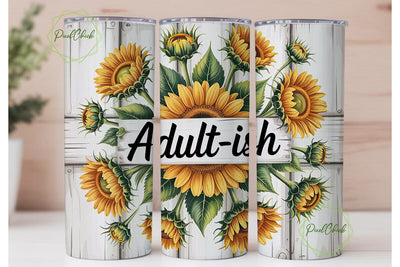 Adultish Sunflower 20oz Tumbler Wrap Sublimation PixelChick 