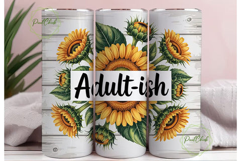 Adultish Sunflower 20oz Tumbler Wrap Sublimation PixelChick 
