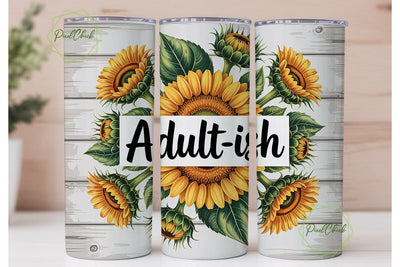 Adultish Sunflower 20oz Tumbler Wrap Sublimation PixelChick 