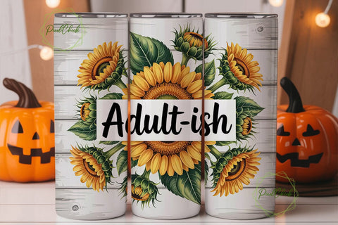 Adultish Sunflower 20oz Tumbler Wrap Sublimation PixelChick 