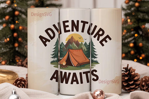 Adventure Awaits 20oz Tumbler Wrap Sublimation DesignSVG 