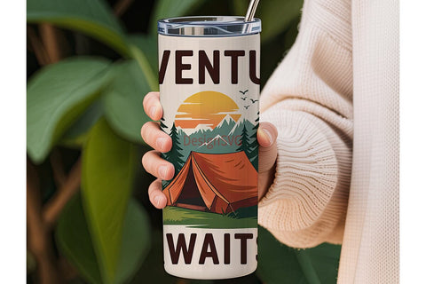 Adventure Awaits 20oz Tumbler Wrap Sublimation DesignSVG 