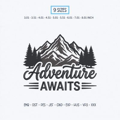 Adventure Awaits Embroidery Design – Mountain Pine Forest Outdoor Camping Hiking Machine Embroidery File Embroidery/Applique DESIGNS PatternFeed8 
