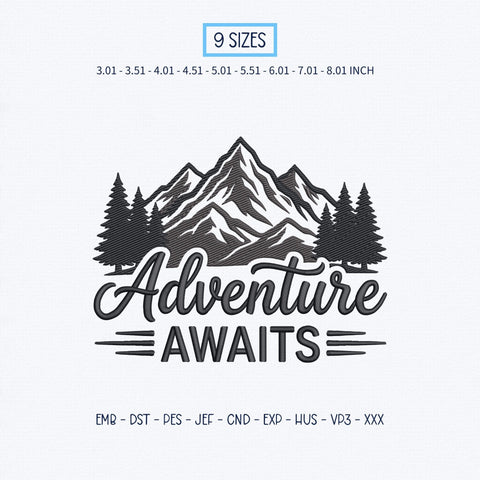 Adventure Awaits Embroidery Design – Mountain Pine Forest Outdoor Camping Hiking Machine Embroidery File Embroidery/Applique DESIGNS PatternFeed8 