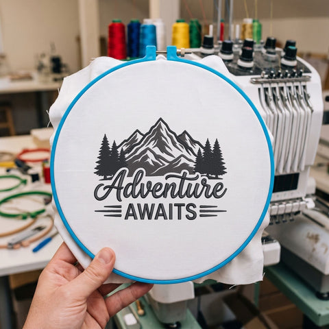 Adventure Awaits Embroidery Design – Mountain Pine Forest Outdoor Camping Hiking Machine Embroidery File Embroidery/Applique DESIGNS PatternFeed8 