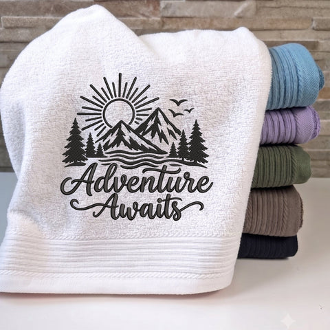 Adventure Awaits Embroidery Design – Mountain Sunrise Pine Forest Outdoor Hiking Camping Machine Embroidery File Embroidery/Applique DESIGNS PatternFeed8 