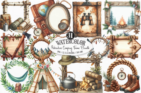 Adventure Camping Frame PNG Bundle Sublimation SVGista 