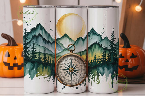 Adventure Compass Mountain 20oz Tumbler Sublimation PixelChick 