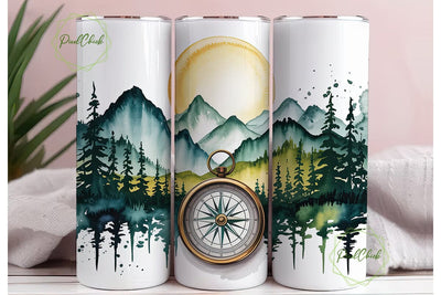 Adventure Compass Mountain 20oz Tumbler Sublimation PixelChick 