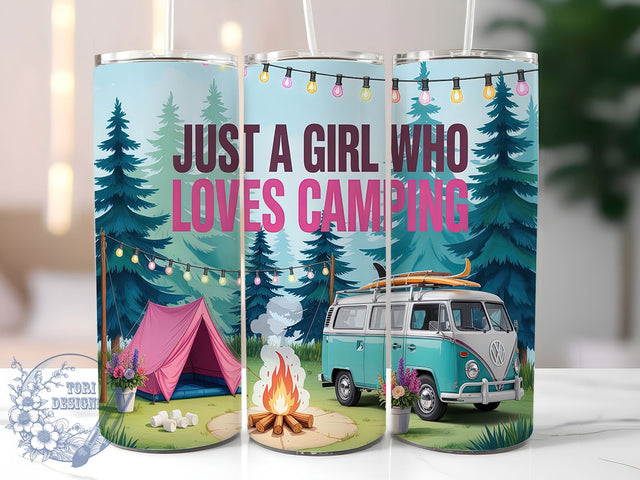 Adventure & Relaxation Girl Camper Tumbler, Girl Camper Sublimation, 20oz Tumbler Design, Outdoor Lover Wrap, DIY Camping Tumbler, Sublimation Wrap Design, Just A Girl Who Loves Camping Sublimation ToriDesigns 