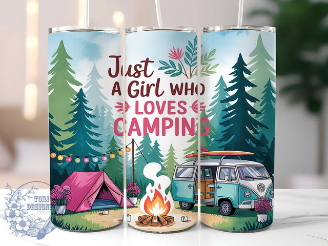 Adventure & Relaxation Girl Camper Tumbler, Girl Camper Sublimation, 20oz Tumbler Design, Outdoor Lover Wrap, DIY Camping Tumbler, Sublimation Wrap Design, Just A Girl Who Loves Camping Sublimation ToriDesigns 