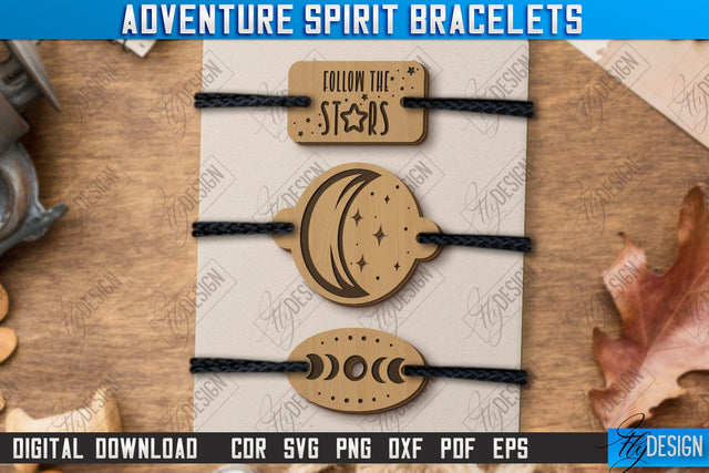 Adventure Spirit Bracelets Laser Cut | Bracelet Charm | Accessories | Camper Design | CNC File SVG Fly Design 