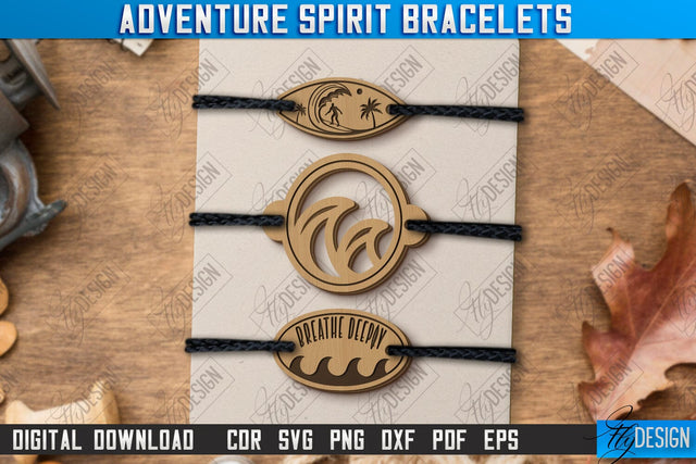 Adventure Spirit Bracelets Laser Cut | Bracelet Charm | Accessories | Camper Design | CNC File SVG Fly Design 