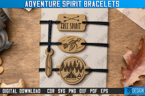 Adventure Spirit Bracelets Laser Cut Bundle | Bracelet Charm | Accessories | Camper Design | CNC Files SVG Fly Design 