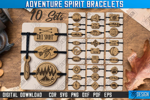 Adventure Spirit Bracelets Laser Cut Bundle | Bracelet Charm | Accessories | Camper Design | CNC Files SVG Fly Design 