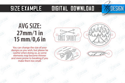 Adventure Spirit Bracelets Laser Cut Bundle | Bracelet Charm | Accessories | Camper Design | CNC Files SVG Fly Design 