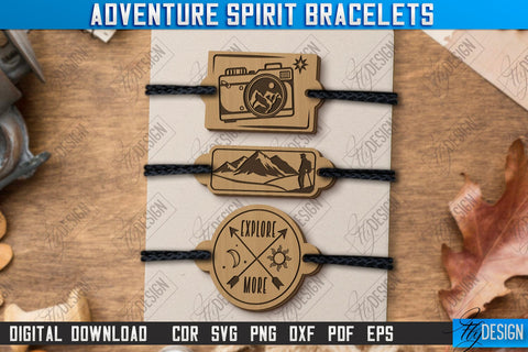 Adventure Spirit Bracelets Laser Cut Bundle | Bracelet Charm | Accessories | Camper Design | CNC Files SVG Fly Design 