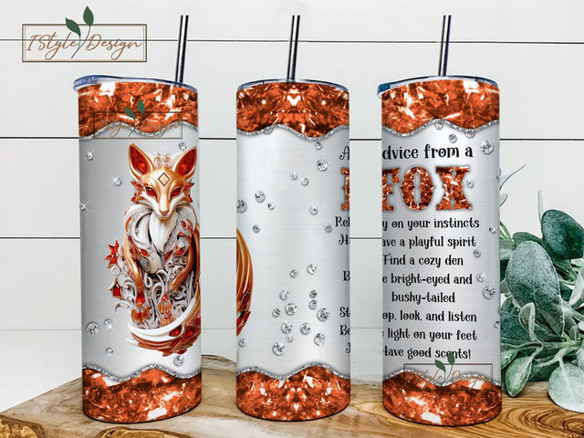 Advice From A Fox 20 oz Skinny Tumbler Sublimation Design Digital Download PNG Sublimation iStyleDesign 