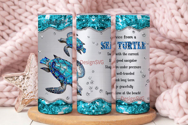 Advice From A Sea Turtle 20 oz Skinny Tumbler Sublimation Design Straight and Tapered Tumbler Wrap Instant PNG Digital Download Sublimation DesignSVG 