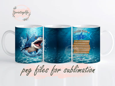 Advice From A Shark Mug Wrap Design, Instant Digital Design Download Mug Wrap Design, Mug Design PNG Sublimation PrintingLife 