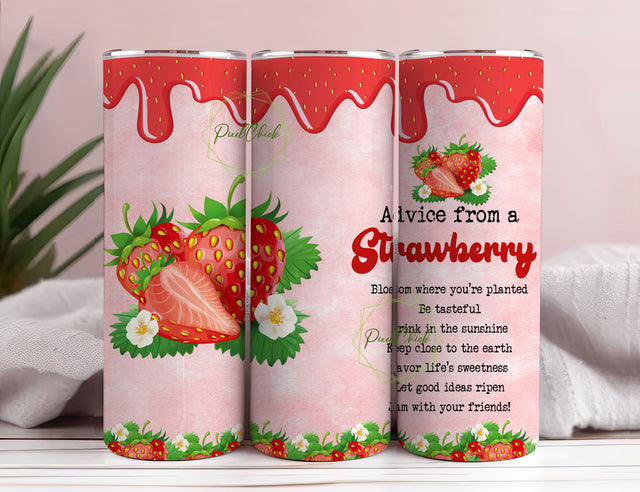 Advice From A Strawberry 20 oz Tumbler Wrap, Digital Download PNG, Sublimination Design Sublimation PixelChick 