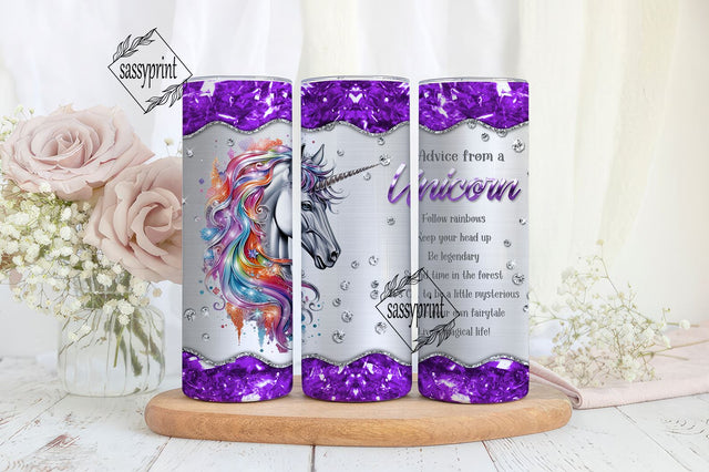 Advice From A Unicorn 20 oz Skinny Tumbler Sublimation Design Digital Download PNG Sublimation sassyprint 