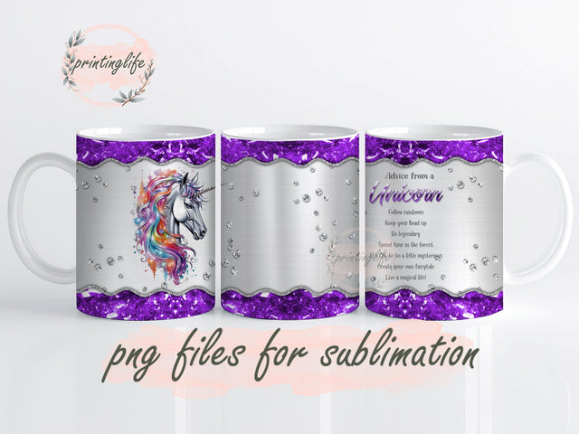 Advice From A Unicorn Mug Wrap Design, Instant Digital Design Download Mug Wrap Design, Mug Design PNG Sublimation PrintingLife 