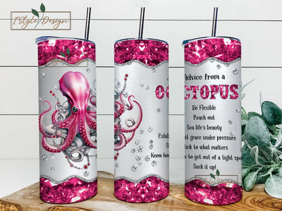 Advice From An Octopus 20 oz Skinny Tumbler Sublimation Design Digital Download PNG Sublimation iStyleDesign 