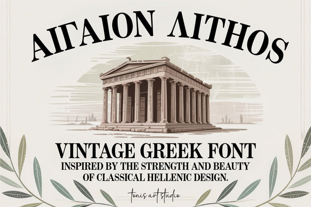 Aegean Stone Greek Font – Classical Serif Display Typeface SVG TonisArtStudio 