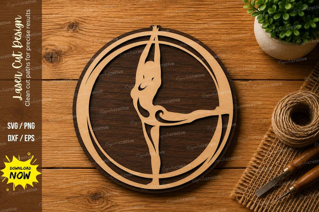 Aerial Yoga Pose SVG | Gymnast Silhouette Laser Cut File | Glowforge CNC DXF PNG EPS SVG Regulrcrative 