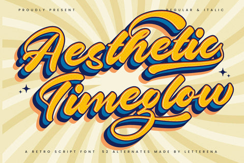Aesthetic Timeglow - Retro Script Font Font Letterena Studios 