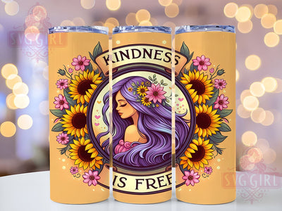 Affirmation 20oz Tumbler Wrap Sublimation Design, Straight Tapered Tumbler Wrap, Kindness Is Free Tumbler Png, Instant Digital Download Sublimation SvggirlplusArt 