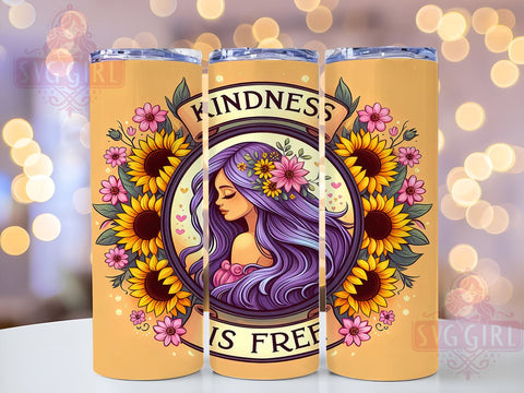 Affirmation 20oz Tumbler Wrap Sublimation Design, Straight Tapered Tumbler Wrap, Kindness Is Free Tumbler Png, Instant Digital Download Sublimation SvggirlplusArt 