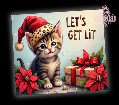 Affirmation 20oz Tumbler Wrap Sublimation Design, Straight Tapered Tumbler Wrap, Kitten Christmas Tumbler Png, Instant Digital Download Sublimation SvggirlplusArt 