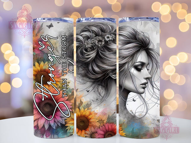 Affirmation 20oz Tumbler Wrap Sublimation Design, Straight Tapered Tumbler Wrap, Stronger Than The Storm Tumbler Png, Instant Digital Download Sublimation SvggirlplusArt 