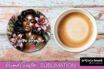 Affirmation Coaster Sublimation - Round Coaster PNG Design Sublimation OrangeBrushStudio 