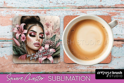 Affirmation Coaster Sublimation - Square Coaster PNG Design Sublimation OrangeBrushStudio 