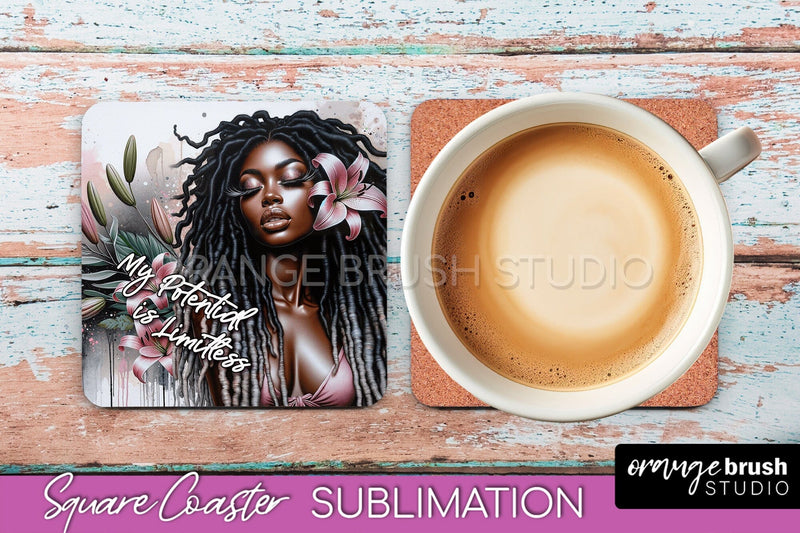 Affirmation Coaster Sublimation - Square Coaster PNG Design Sublimation OrangeBrushStudio 