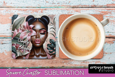 Affirmation Coaster Sublimation - Square Coaster PNG Design Sublimation OrangeBrushStudio 