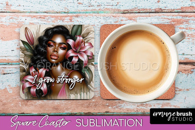 Affirmation Coaster Sublimation - Square Coaster PNG Design Sublimation OrangeBrushStudio 