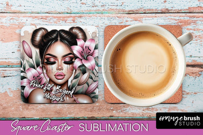 Affirmation Coaster Sublimation - Square Coaster PNG Design Sublimation OrangeBrushStudio 