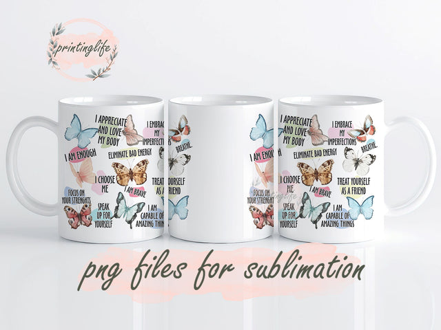 Affirmation Mug Wrap Design, Instant Digital Design Download Mug Wrap Design, Mug Design PNG Sublimation PrintingLife 