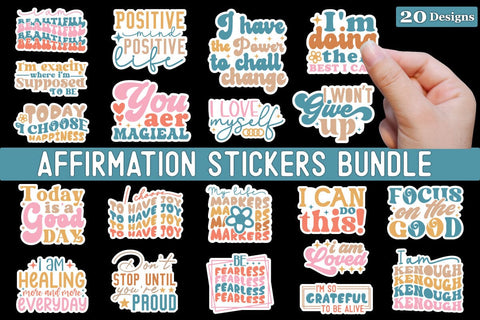 Affirmation Stickers Bundle SVG akazaddesign 